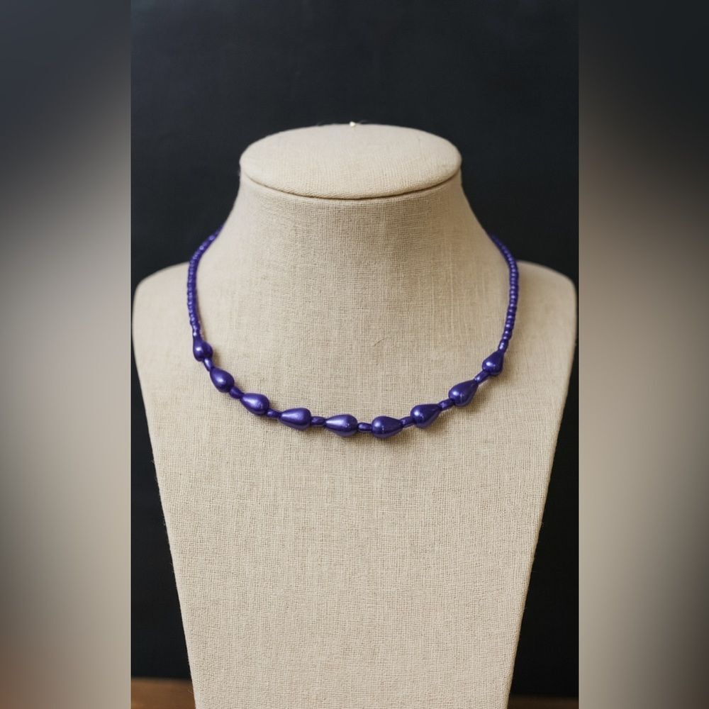 Vintage Y2K Women’s Purple Beaded Choker Princess Necklace 90’s Clueless Bold